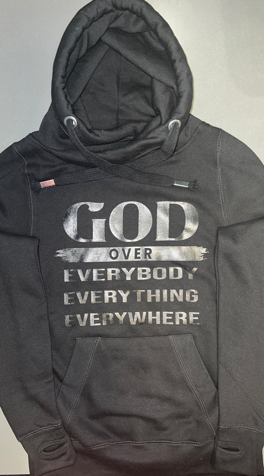 God over Every...Black on Black Hoodie